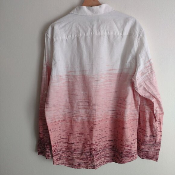 INC International Concepts Mens Linen Blend Ombre Shirt XL w Roll Tab Sleeve - Picture 8 of 10